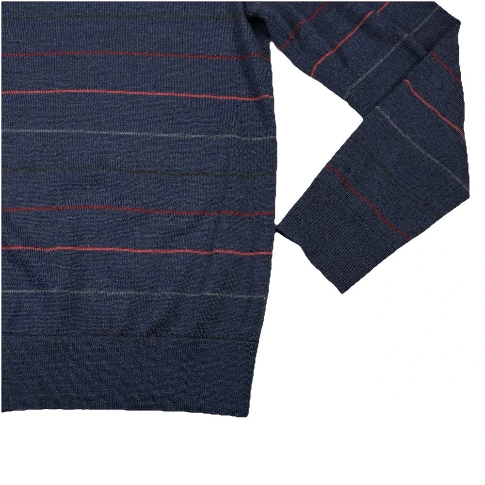 Banana Republic 100% Merino Wool Crew Neck Sweater Blue Striped Mens Large